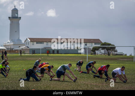 Sydney, Australien. 27. August 2014.  Die 2014 Bingham Cup startete mit einer kombinierten Trainingseinheit mit NSW Waratah Trainern, Spielern und Wallabies coach Andrew Blade vor dem Start des Wettbewerbs. Bildnachweis: MediaServicesAP/Alamy Live-Nachrichten Stockfoto