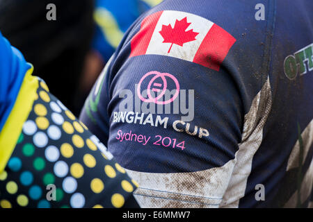 Sydney, Australien. 27. August 2014.  Die 2014 Bingham Cup startete mit einer kombinierten Trainingseinheit mit NSW Waratah Trainern, Spielern und Wallabies coach Andrew Blade vor dem Start des Wettbewerbs. Bildnachweis: MediaServicesAP/Alamy Live-Nachrichten Stockfoto