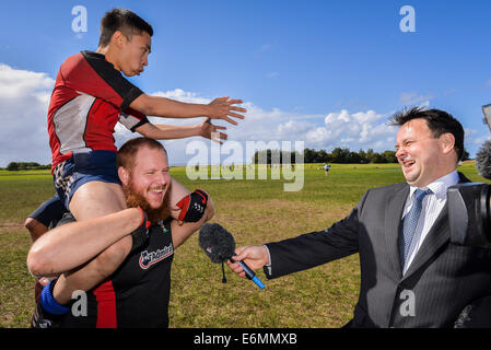 Sydney, Australien. 27. August 2014.  2014 Bingham Cup Spieler viel Spaß mit den Medien vor dem Start des Wettbewerbs. Bildnachweis: MediaServicesAP/Alamy Live-Nachrichten Stockfoto