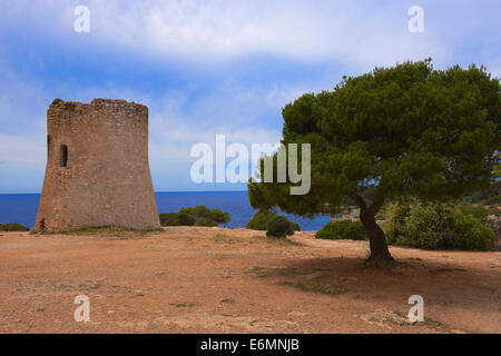 Torre de Cala Pi Wachturm, Cala Pi, Llucmajor, Mallorca, Balearen, Spanien Stockfoto