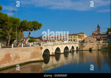 Tiberius-Brücke, Ponte di Tiberio, Rimini, Adria, Region Emilia-Romagna, Italien Stockfoto