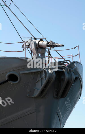 Harpune auf dem Walfangschiff Southern Actor. Heute ist es ein Museumsschiff. Unbebaut 1968 Sandefjord war das Zentrum des Walfangs in Norwegen. Der Walfang brachte Wohlstand. Foto: Klaus Nowottnick Datum: 7. Juni 2014 Stockfoto