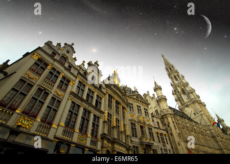 Brüssel-Nacht. Elemente dieses Bildes, eingerichtet von der NASA Stockfoto