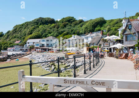 Der Name der Privatbesitz Steephill Bucht auf dem Eingangstor geschnitzt. Stockfoto