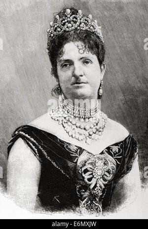 Prinzessin Margherita von Savoyen (1851-1926). Queen Consort des Königreichs Italien mit ihrem Ehemann Umberto I. Gravur. Stockfoto