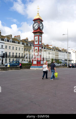 Königin Victoria Jubiläum Memorial clock am Meer bei Weymouth, Dorset UK Stockfoto