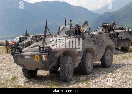 MLF, europäischen multinationalen Land-Kraft; Italienische Armee, alpine brigade Julia, Puma leichte gepanzerte Fahrzeuge. Stockfoto