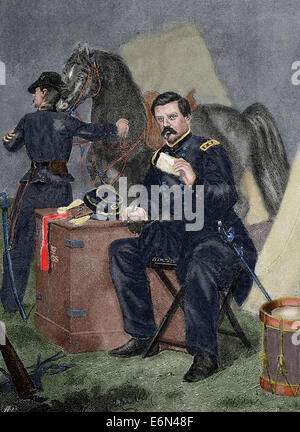 George Brinton McClellan (1826-1885). US-Militärs. Gravur. Farbige. Stockfoto