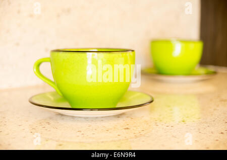 keramische Tasse Teller Stockfoto