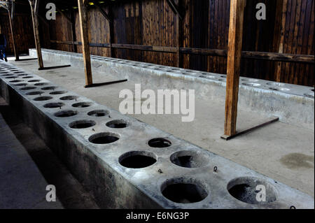 Latrine in Konzentration Lager Auschwitz-Birkenau, Polen, Europa, UNESCO-Weltkulturerbe Stockfoto