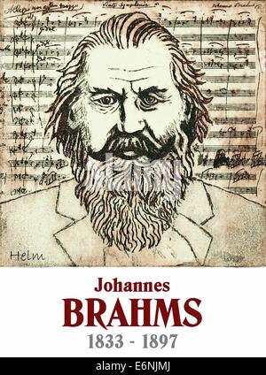 Porträt von Johannes Brahms, deutscher Komponist, 1833-1897 Stockfoto