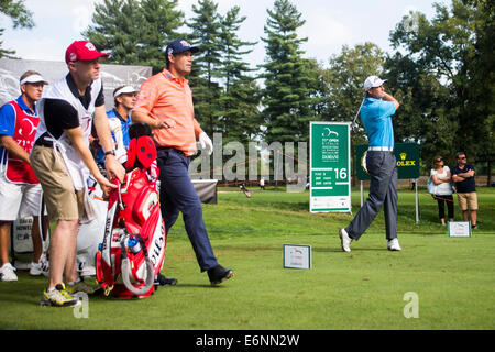 David Howell in Aktion während der ersten Runde der 71. Italian Open statt im Circolo Golf Torino Stockfoto