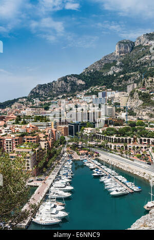 Hafen von Monaco und Monte Carlo Stadt, Monaco, Frankreich, Europa im Sommer Stockfoto