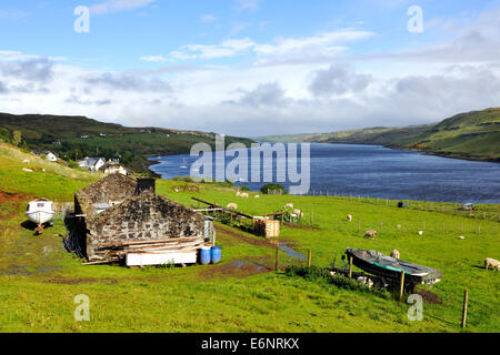 Das Originalhaus Croft in Langal, Carbost, Isle Of Skye, Schottland Stockfoto