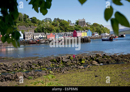 Bunte Häuser am Kai Tobermory Hafens Isle of Mull, Schottland Stockfoto