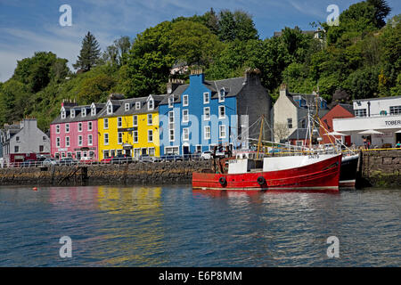 Bunte Häuser am Kai Tobermory Hafens Isle of Mull, Schottland Stockfoto