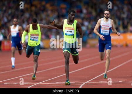 Kirani JAMES gewann die 400m Rennen Diamond League 2014 Sainsbury Birmingham Grand Prix, Alexander Stadium, UK Stockfoto