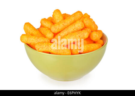 Käse Puffs, Schüssel von Cheesy Puffs Stockfoto