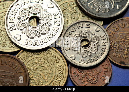 Münzen von Dänemark. Dänische Krone-Münzen. Stockfoto