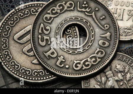 Münzen von Ägypten. Ägyptische Münze 25 Piaster (Qirsh). Stockfoto