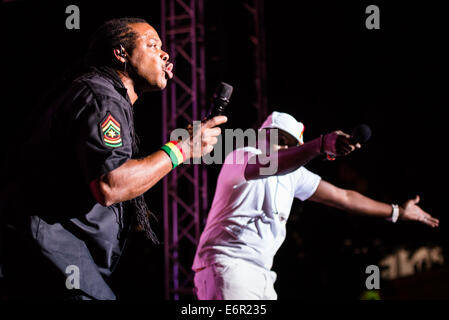 Innenkreis, jamaikanische Reggae-Gruppe, als Headliner des Festivals Lent, Maribor, Slowenien, 4. Juli 2014 Stockfoto