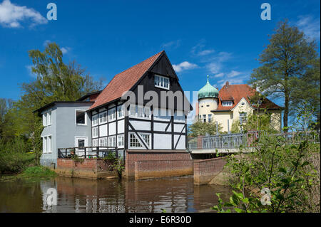 Wassermühle und Tumbraegel Haus in Vechta, Landkreis Vechta, Oldenburger Münsterland, Niedersachsen, Deutschland Stockfoto