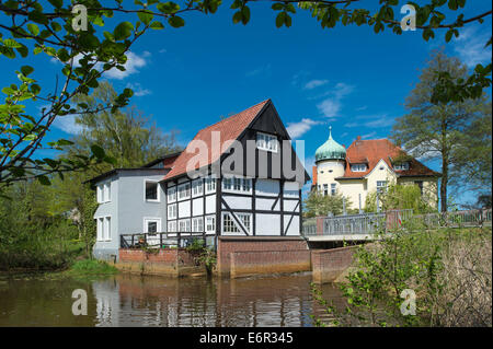 Wassermühle und Tumbraegel Haus in Vechta, Landkreis Vechta, Oldenburger Münsterland, Niedersachsen, Deutschland Stockfoto