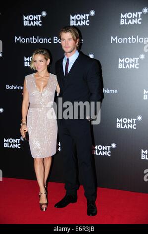 Shanghai, China. 28. August 2014. Schauspieler Chris Hemsworth und seine Frau Schauspielerin Elsa Pataky teilnehmen der Montblanc Boheme Collection Launch-Event im The Peninsula Shanghai in Shanghai, China am Donnerstag, 28. August 2014. © TopPhoto/Alamy Live-Nachrichten Stockfoto