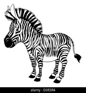 Ein Beispiel für einen schwarzen und weißen Cartoon zebra Stockfoto