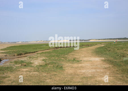 Blick über die Baie de l'Authie, Fort Mahon Plage, Somme, Picardie, Frankreich Stockfoto