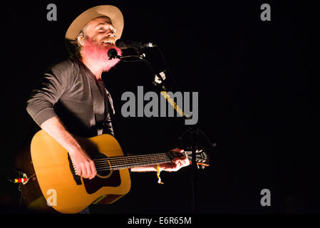 Rosa bärtigen Sänger und Rhythmus-Gitarrist Fran Healy von Travis, Bazant Pohoda Festival, Trencin, Slowakei, 11. Juli 2014 Stockfoto