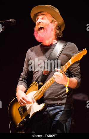 Rosa bärtigen Sänger und Rhythmus-Gitarrist Fran Healy von Travis, Bazant Pohoda Festival, Trencin, Slowakei, 11. Juli 2014 Stockfoto