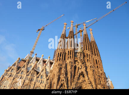 BARCELONA, Spanien - 27. August 2014: La Sagrada Familia, die Kathedrale von Antoni Gaudi entworfen Stockfoto