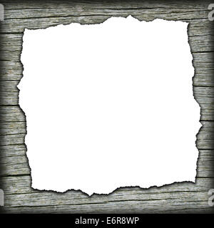 Alte hölzerne Hintergrund mit gebrannten White center Stockfoto