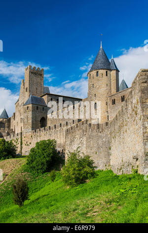 Die mittelalterliche Festungsstadt Carcassonne, Languedoc-Roussillon, Frankreich Stockfoto