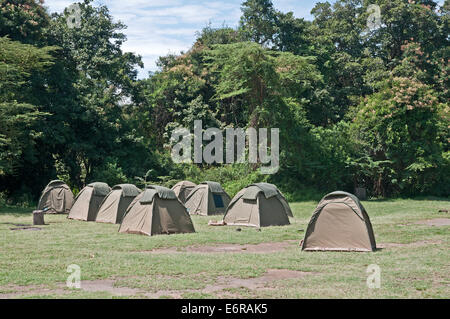 Zelten auf dem Campingplatz in der Nähe von Makalia Falls in Lake Nakuru National Park Kenia Ostafrika CAMPS Website Zelt Zelte LAKE NAKURU NATIONAL Stockfoto