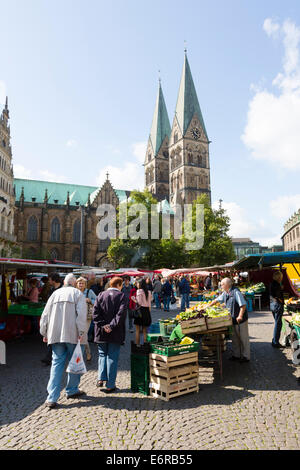 Markthändler, Bremen, Deutschland. Stockfoto