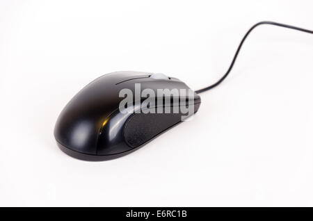 Schwarz Computer-Maus isoliert auf weiss Stockfoto