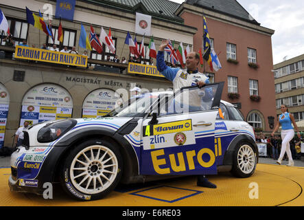 Zlin, Tschechische Republik. 29. August 2014. Vaclav Pech und Petr Uhel, Mini John Cooper Works S2000, Tschechische Republik, Barum Rallye Intercontinental Rally Challenge (IRC) und internationalen Motorsport Meisterschaft der Tschechischen Republik in Zlin, Tschechische Republik, 29. August 2014. Bildnachweis: Dalibor Gluck/CTK Foto/Alamy Live-Nachrichten Stockfoto