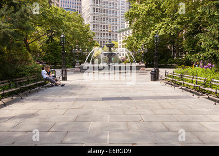 Wasser-Brunnen in City Hall Park, Manhattan, New York City, New York, USA Stockfoto