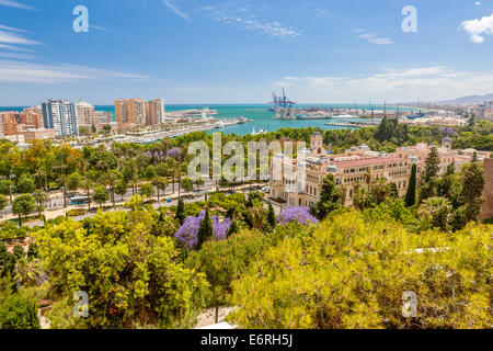Panoramablick auf Málaga Gibralfaro, Costa Del Sol, Andalusien, Spanien, Europa. Stockfoto