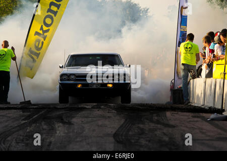 Burnout-Event in Västerås, Schweden 2014 Power Big Meet Stockfoto