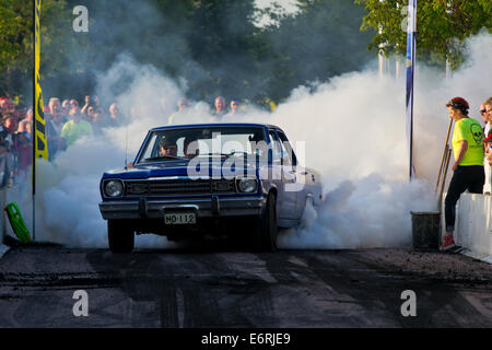 Burnout-Event in Västerås, Schweden 2014 Power Big Meet Stockfoto