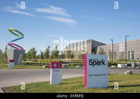 Drehkreise erzeugen eine optische Täuschung im Telus Spark Science Centre in Calgary, Kanada Stockfoto