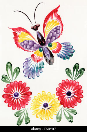 Farbigen Illustration von Blumen in Aquarell Malerei Stockfoto