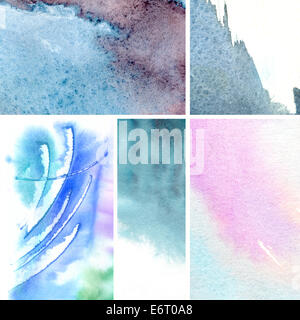 Aquarell abstrakt handgemalte Hintergründe festlegen Stockfoto