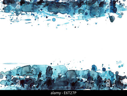 Aquarell Tinte auf weißem Papier Stockfoto