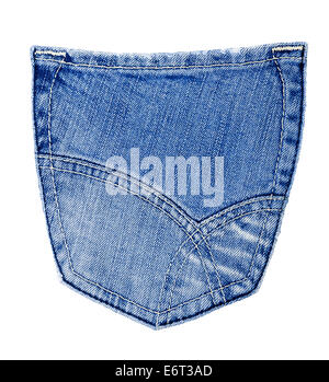blaue Jeans Gesäßtasche isoliert auf weiss Stockfoto