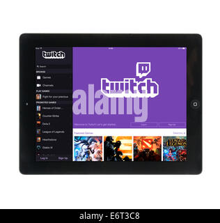 Video Streaming-Spieleseite Twitch, betrachtet auf einem Apple ipad Stockfoto