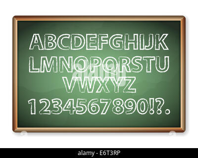 Blackboard-Alphabet auf weißem Hintergrund. Vektor-Illustration. Stockfoto